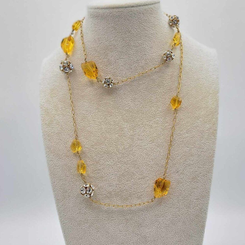 NWOT J Crew Gold Crystals Clear Crystal Ball Station Necklace